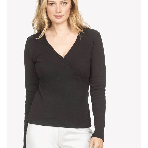 Lilla P long-sleeve (3/4 sleeve) faux wrap top. - Picture 2 of 7